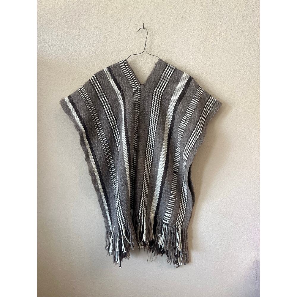 Vintage wool southwestern Mexican Zapotec blanket poncho OS